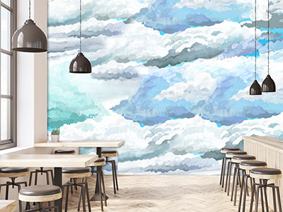 Commercial interior with decorative wallcovering