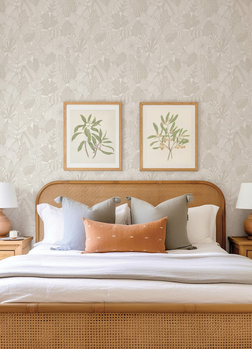 Botanical wallpaper in a sophisticated interior