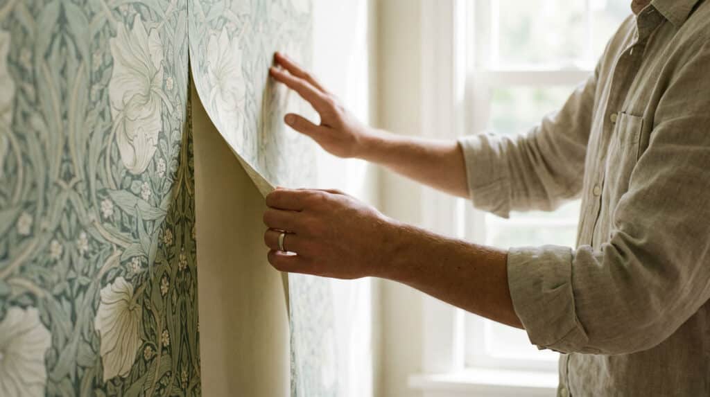 Modern room with scenic wall mural